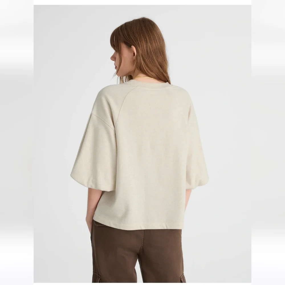 NWT Madewell Women's Puff-Sleeve Sweatshirt Tee Sz M Fall - Picture 4 of 9